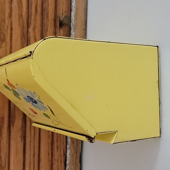 Vintage Ransburg Metal Slant Front Recipe Box Yellow Bouquet - Picture 4 of 6